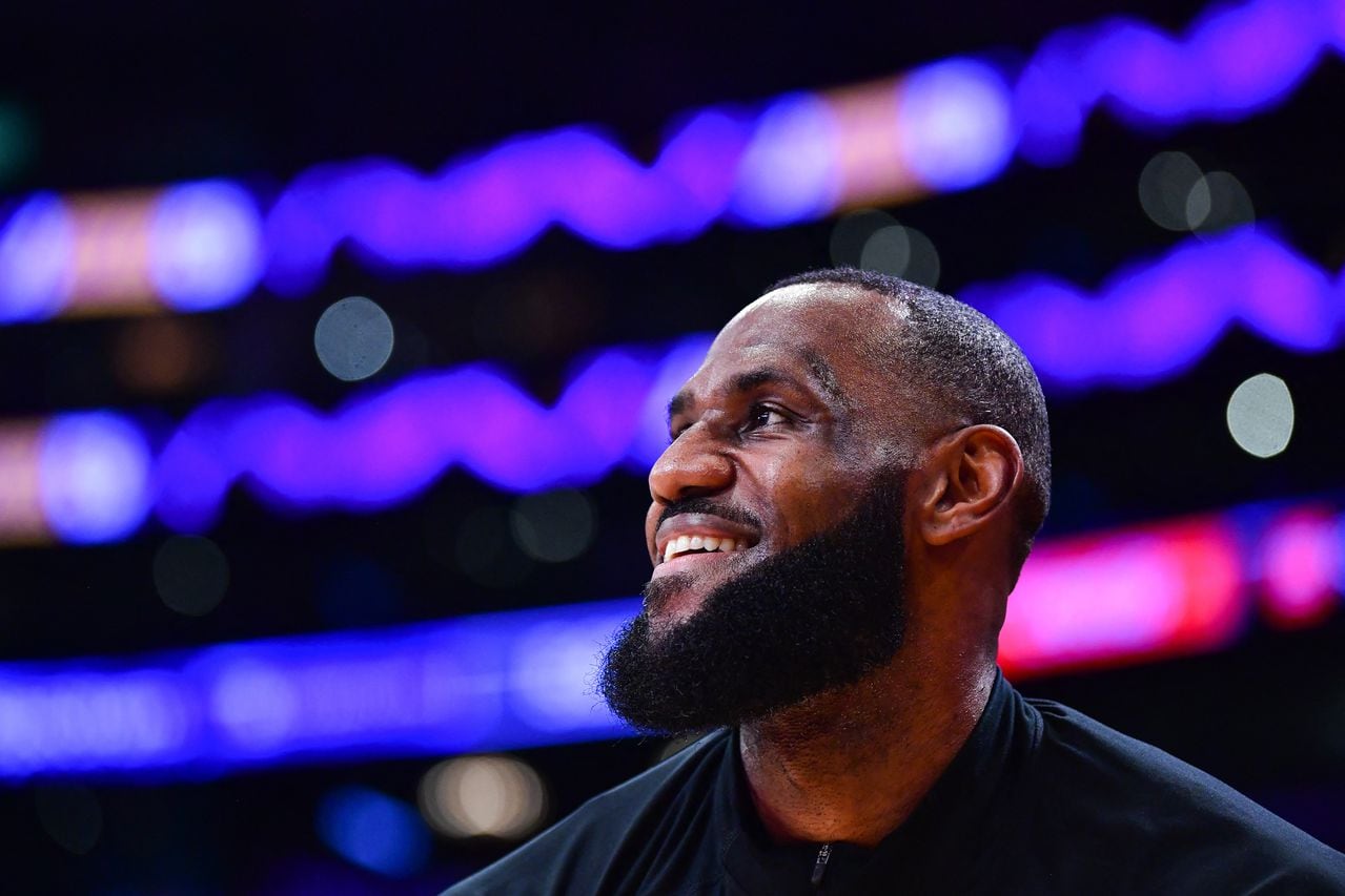 May 22, 2023; Los Angeles, California, USA; Los Angeles Lakers forward LeBron James (6) warms up before game four against the Denver Nuggets during the Western Conference Finals for the 2023 NBA playoffs at Crypto.com Arena. Mandatory Credit: Gary A. Vasquez-USA TODAY Sports
