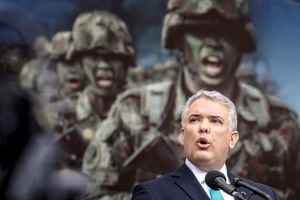 Iván Duque Presidente de la República. Desfile Militar Conmemoración 20 de Julio.
Escuela Militar José María Córdoba.
Bogotá Julio 20 de 2021.
Foto: Juan Carlos Sierra-Revista Semana.