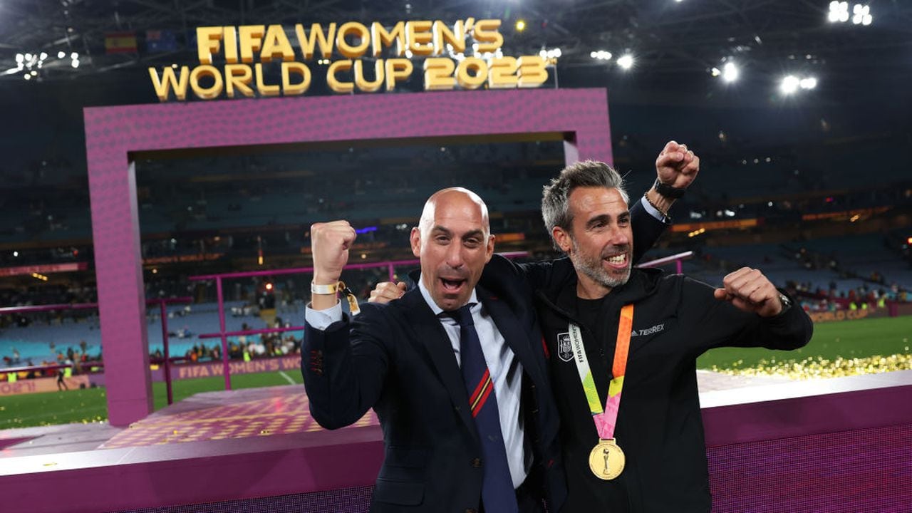 Luis Rubiales y Jorge Vilda técnico de la Selección de España femenina.