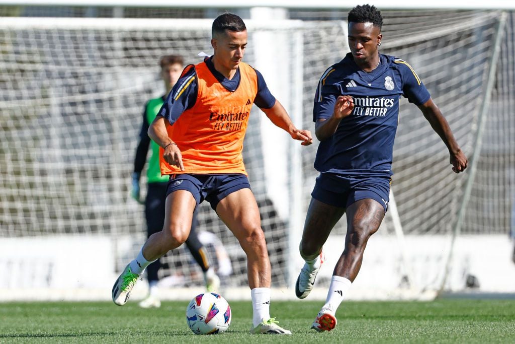 Lucas Vazquez y Vinicius Junior en entrenamiento con el Real Madrid.