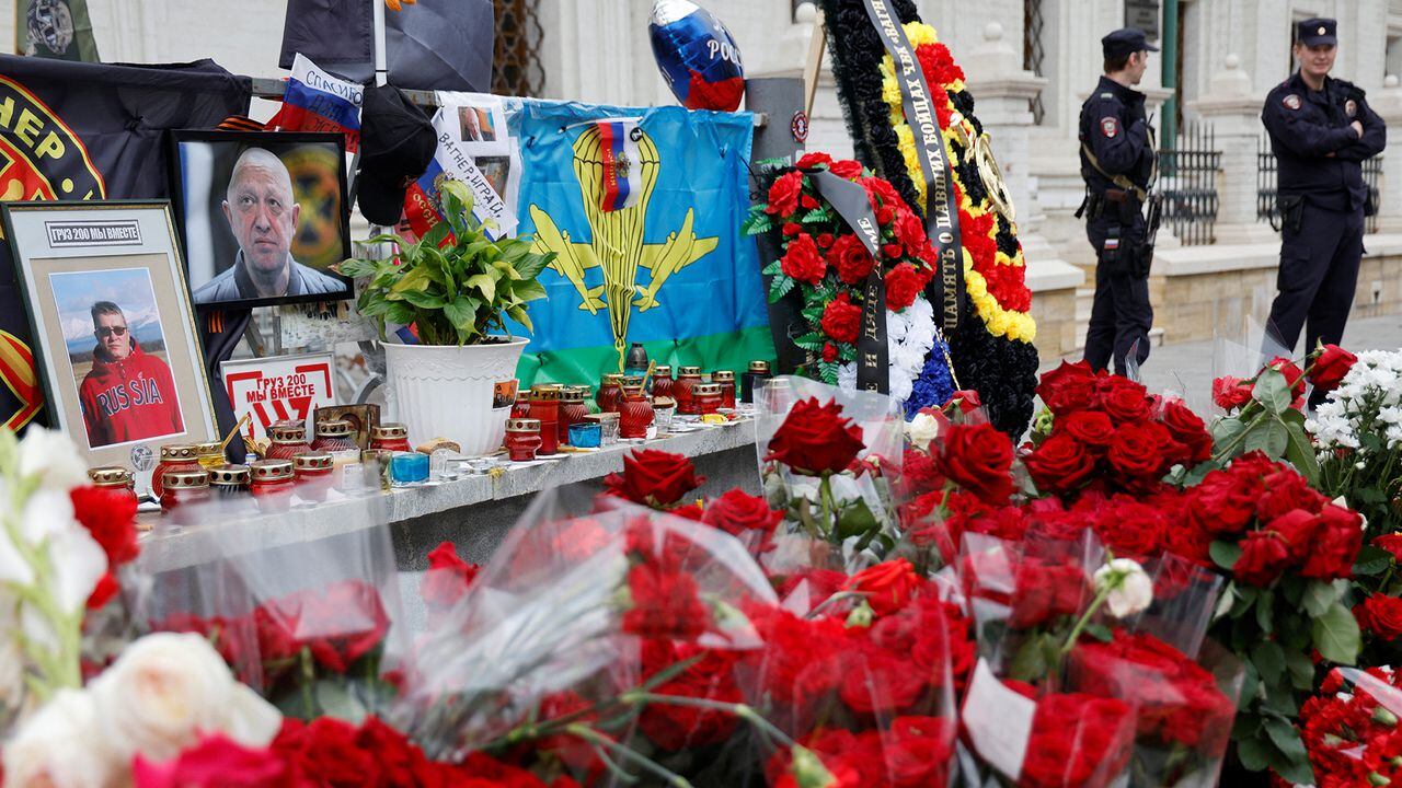 Memorial improvisado en Moscú en recuerdo de Prigozhin.