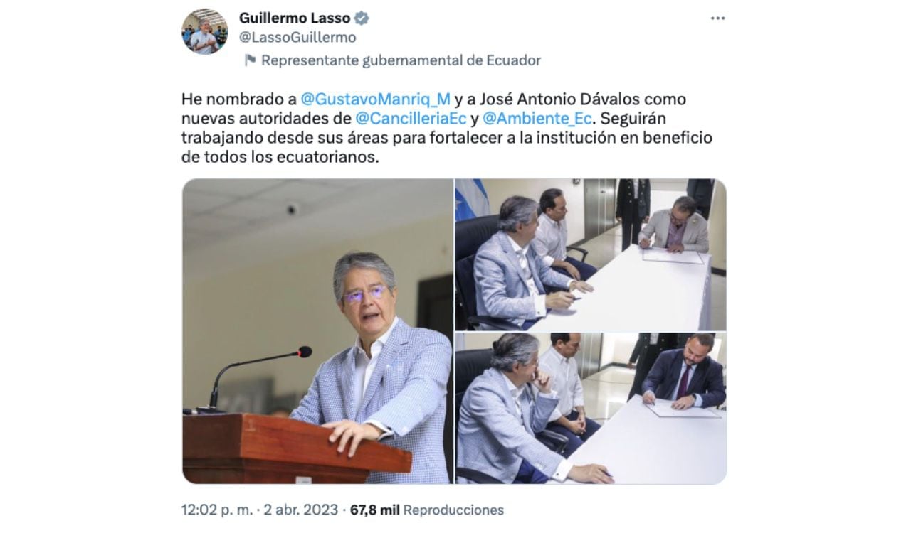 El presidente Guillermo Lasso sufrió una baja en su gabinete, en medio de la crisis política