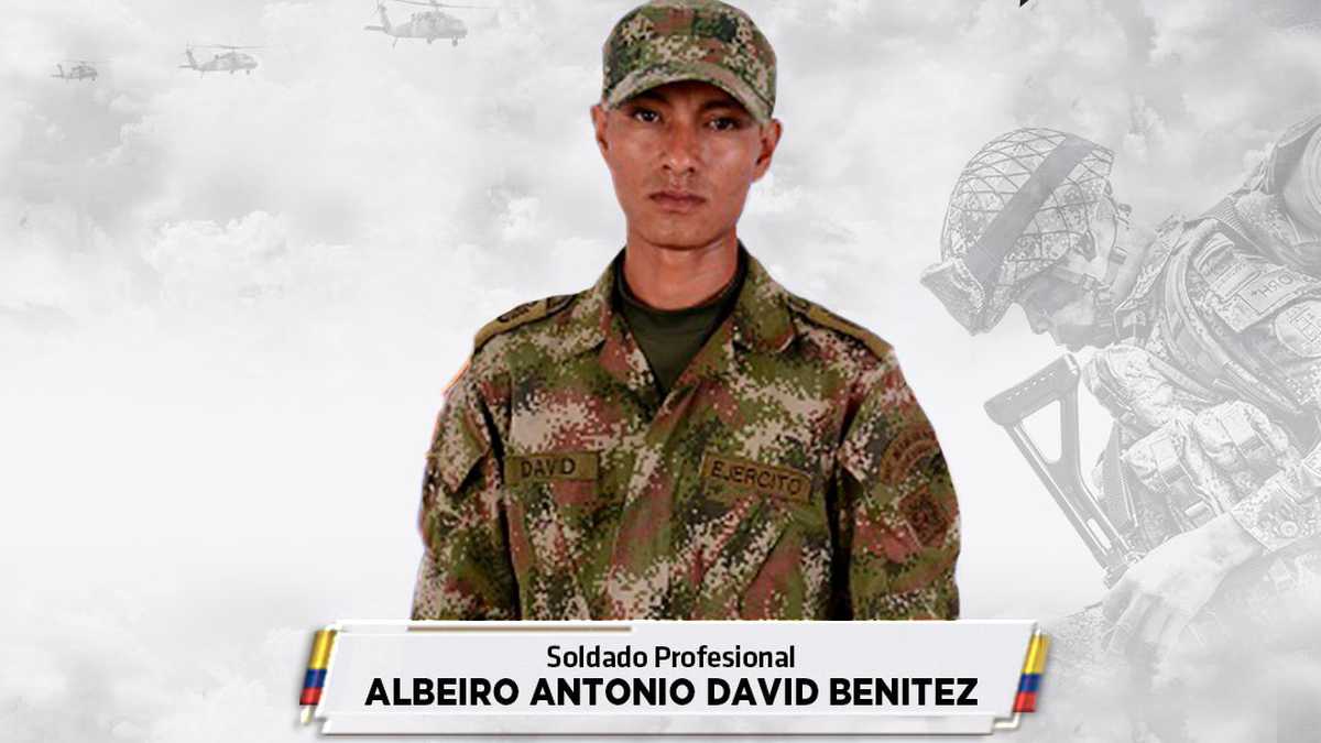 Albeiro Antonio David Benítez, militar que murió tras enfrentamientos contra el Clan del Golfo en Urrao, Antioquia.