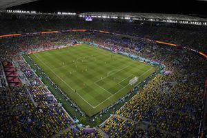 Una vista del Estadio 974 durante el partido de fútbol del grupo G de la Copa Mundial entre Brasil y Suiza, en Doha, Qatar, el lunes 28 de noviembre de 2022. 