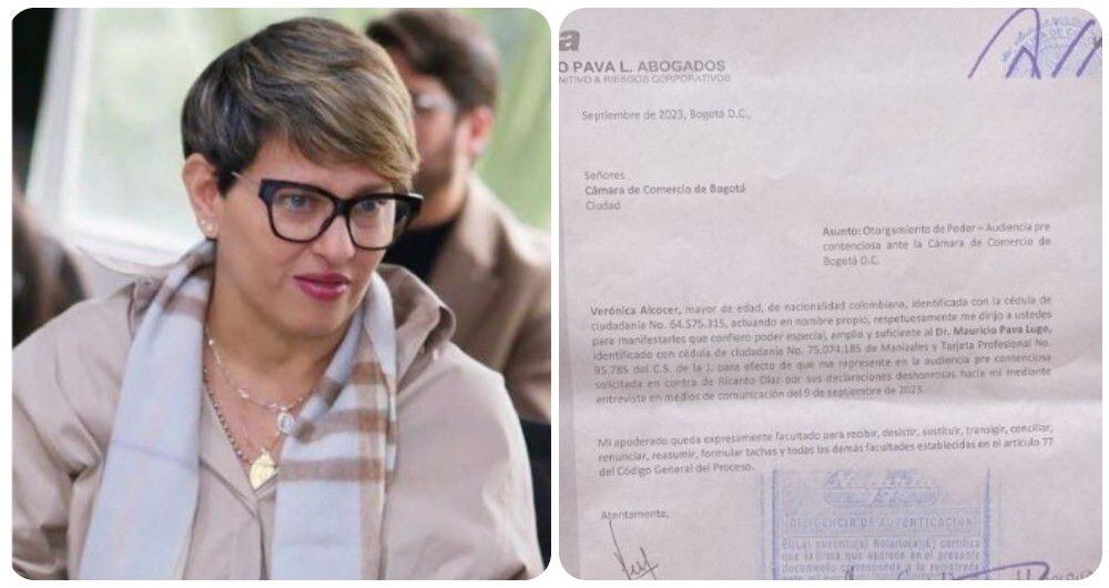 Verónica Alcocer y el documento donde le concede poder al abogado Mauricio Pava.