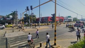 Paro de taxistas en Cartagena a la altura de los Cuatro Vientos en la Avenida Pedro de Heredia.