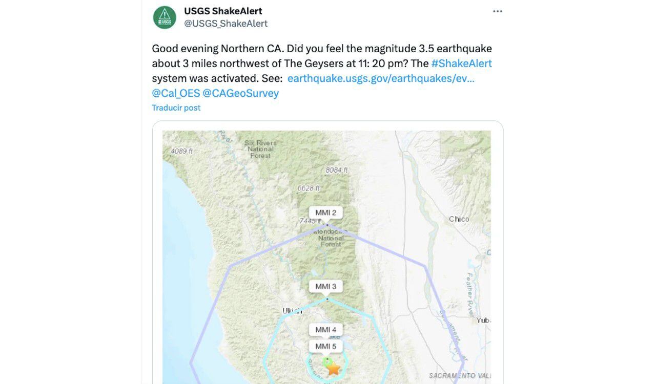 Así registró el Servicio Geológico de Estados Unidos el nuevo temblor en California