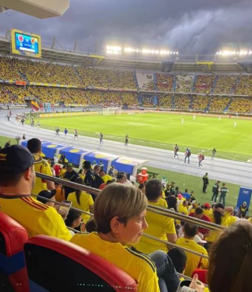 Verónica Alcocer observando el juego de Colombia