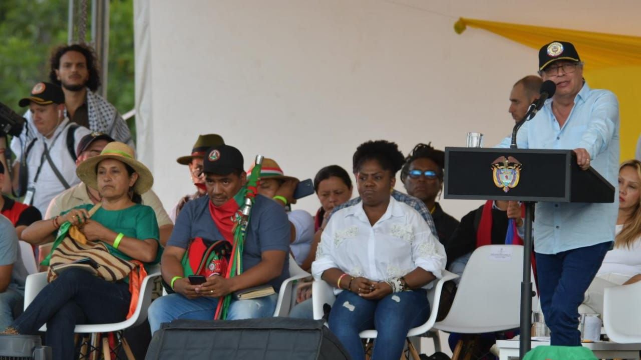 Cali: Presidente Gustavo Petro interviene en la minga indígena en Cali. foto Raúl Palacios, marzo 15-24