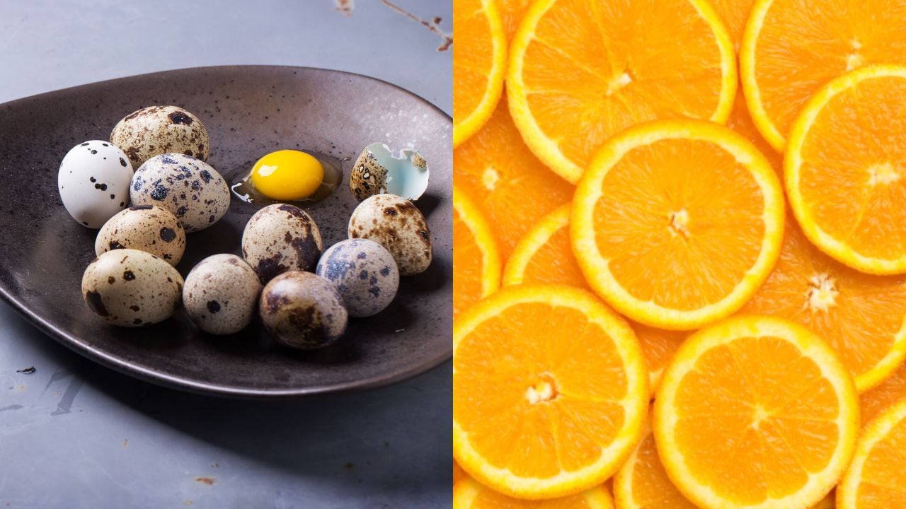 Huevos de codorniz, naranja
