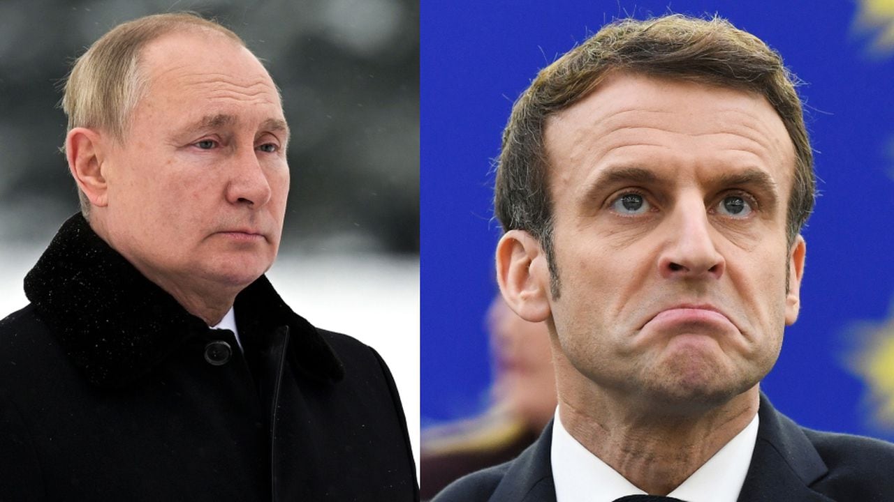 Los presidentes Vladimir Putin y Emmanuel Macron