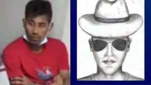 A la izquierda la imagen del capturado como sospechoso del homicidio del fiscal paraguayo, a la derecha el retrato revelado por la Policía.