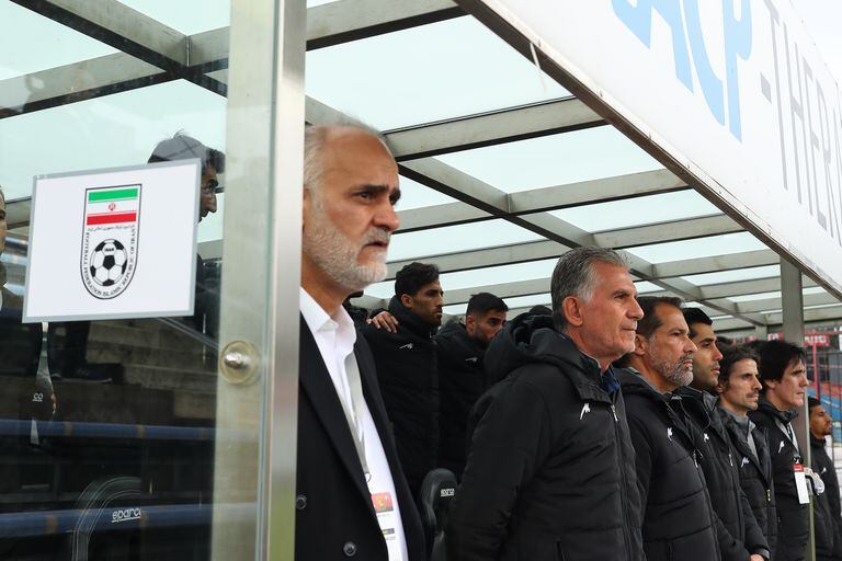 MARIA ENZERSDORF, AUSTRIA - SEPTEMBER 27: Carlos Queiroz the head coach / manager of Iran  during the  International Friendly between Senegal and Iran at Motion Invest Arena on September 27, 2022 in Maria Enzersdorf, Austria. (Photo by Robbie Jay Barratt - AMA/Getty Images)