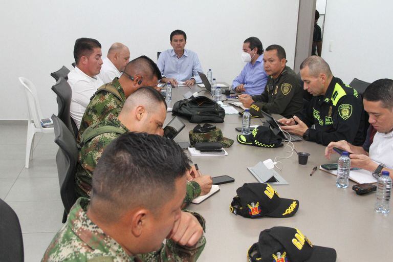 Consejo de seguridad desarrollado en el municipio de Soledad, Atlántico por recientes casos de extorsiones.