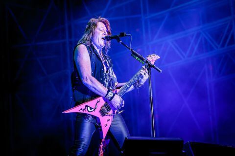 MILAN, ITALY - AUGUST 27: Kai Hansen of Helloween performs as part of the Milano Summer Festival at Ippodromo Snai San Siro on August 27, 2022 in Milan, Italy. (Photo by Sergione Infuso/Corbis via Getty Images)