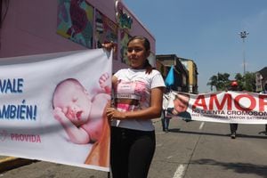 Marcha provida contra el aborto liderada por diversas organizaciones católicas para protestar contra las leyes que permiten la interrupción del embarazo.