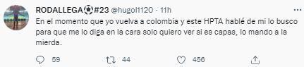 Este fue el tweet eliminado de la cuenta oficial de Hugo Rodallega