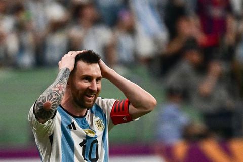 (FILES) Argentina's Lionel Messi reacts during a friendly football match against Australia at the Workers' Stadium in Beijing on June 15, 2023. In an interview with the Miami Herald published June 20, 2023, Mas said Messi was likely to play his first game for Inter against Mexican side Cruz Azul in the regional Leagues Cup competition. (Photo by Pedro PARDO / AFP)
