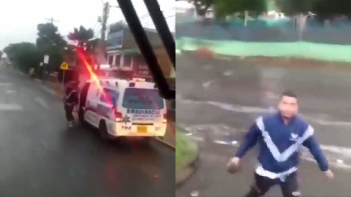 Conductor de ambulancia amenaza con romper vidrios de un MIO en Cali