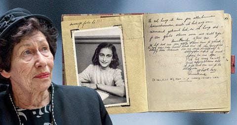 En las fotos, Hannah Elisabeth Goslar, alemana sobreviviente al Holocausto, y fragmentos del diario de Ana Frank, cuyo texto original permanece en la casa, ahora museo, en la que se escondió en Ámsterdam, Países Bajos. 
