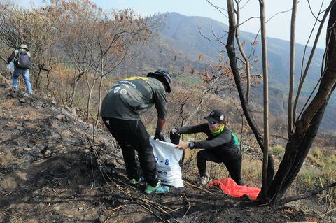 Cali; Centenares de caleños participan de la campaña de reverdecer y limpieza de los cerros tutelares de Cali (Tres Cruces, Guaca) que fueron afectados por incendios forestales en días pasados. foto José L Guzmán. El País, sept 30-23