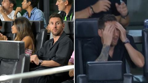 Lionel Messi reaccionó a la derrota de su equipo desde las tribunas del estadio.
