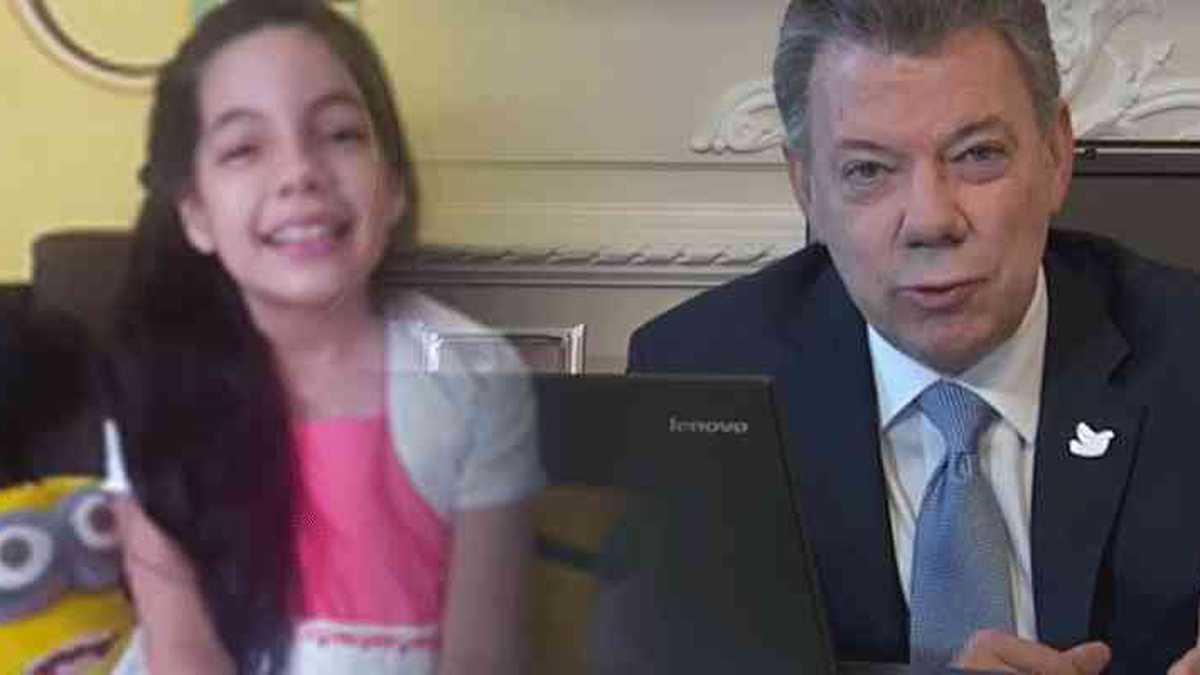 Gabriela Rico y el presidente Juan Manuel Santos