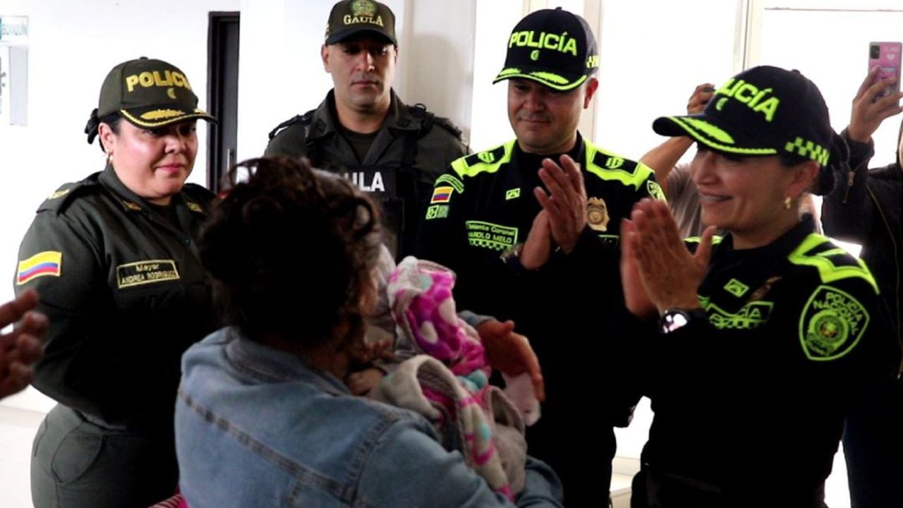 La Policía de Manizales rescató en tiempo récord a bebé secuestrada. Foto: Policía Metropolitana de Manizales.