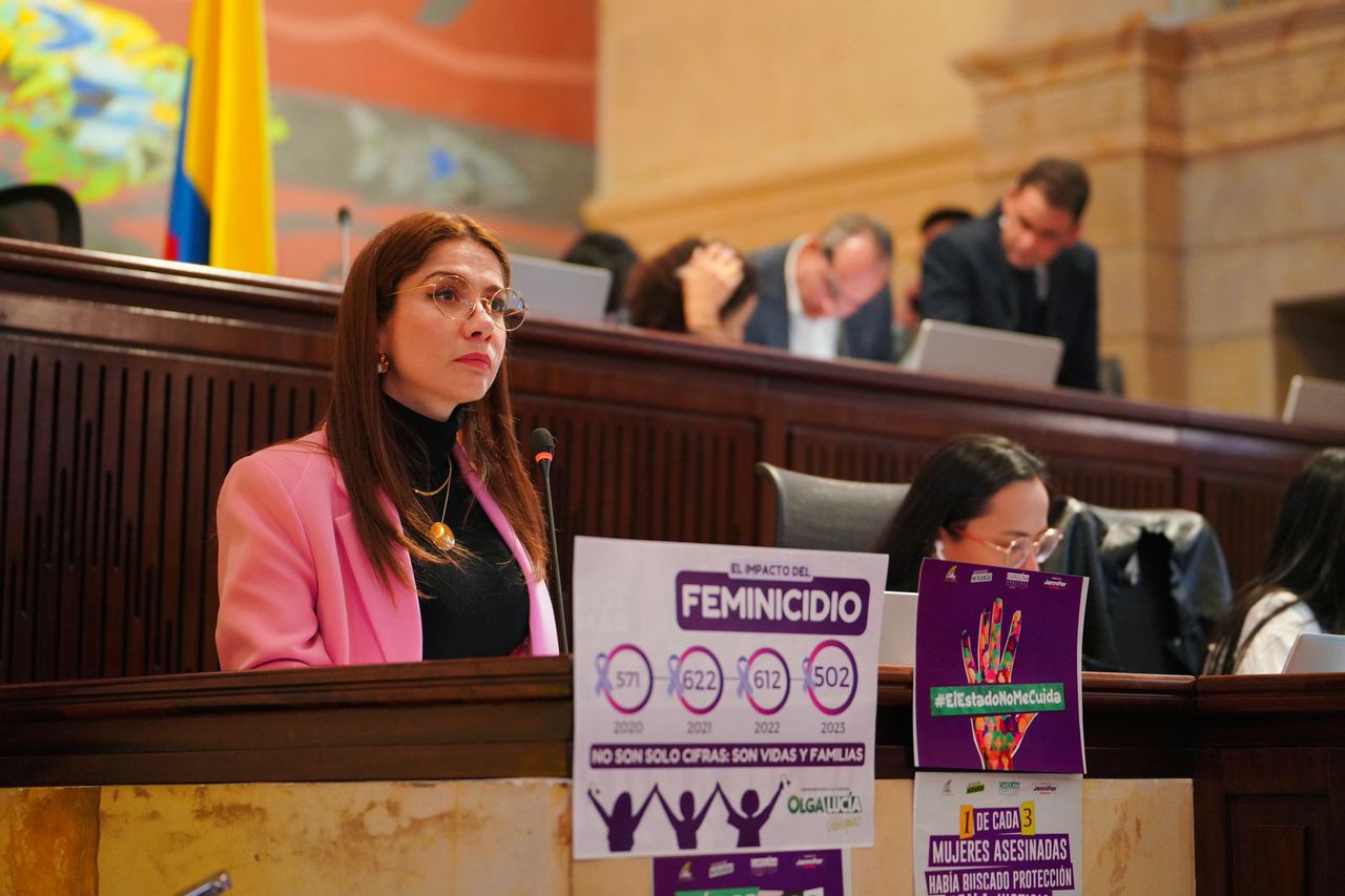 Catherine Juvinao durante el debate sobre feminicidio en Colombia.