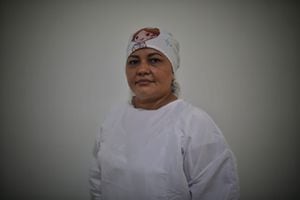 Veronica Luz Machado Torres Enfermera Jefe Hospital Universitario de Sincelejo 
Primera persona en recibir la vacuna contra la covid19 en Colombia