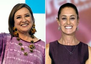 Xóchitl Galvez (izquierda) y Claudia Sheinbaum (derecha), las dos candidatas que lideran la carrera a la Presidencia de México.