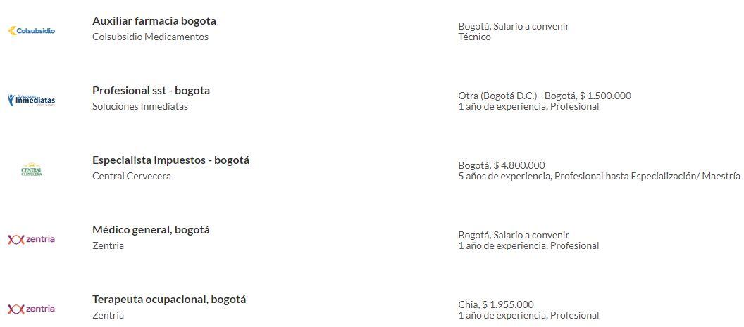 Revise todas las oportunidades laborales disponibles en Bogotá, ingresando en el portal de empleos de Semana, en: https://www.semana.com/empleos/