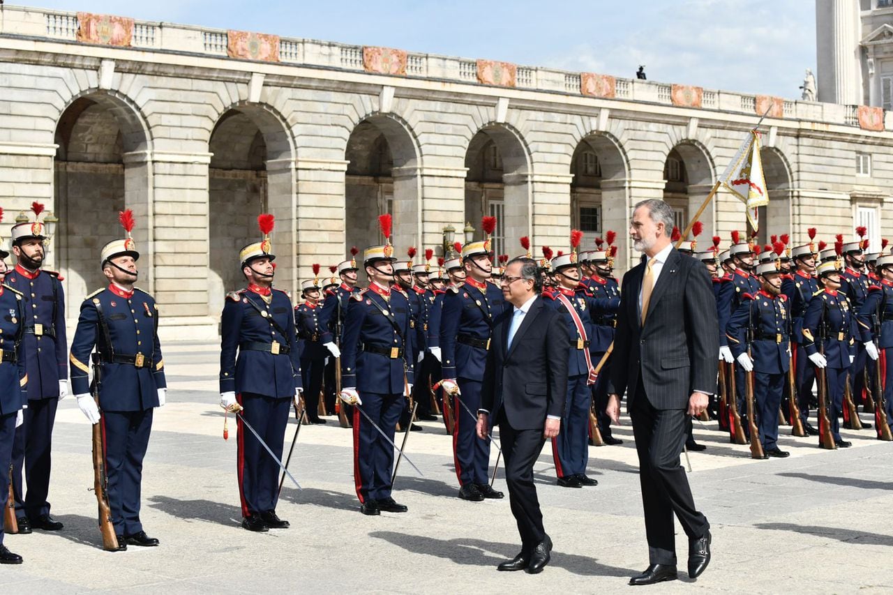 El presidente Gustavo Petro en el Palacio Real de Madrid.
