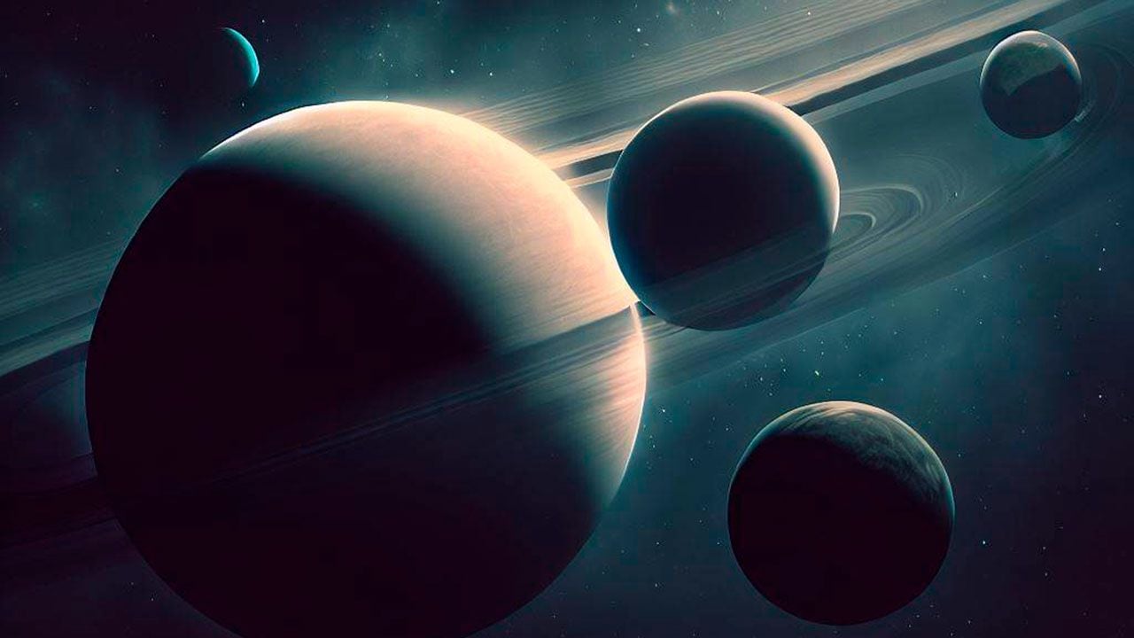 Ilustración de lunas de Saturno