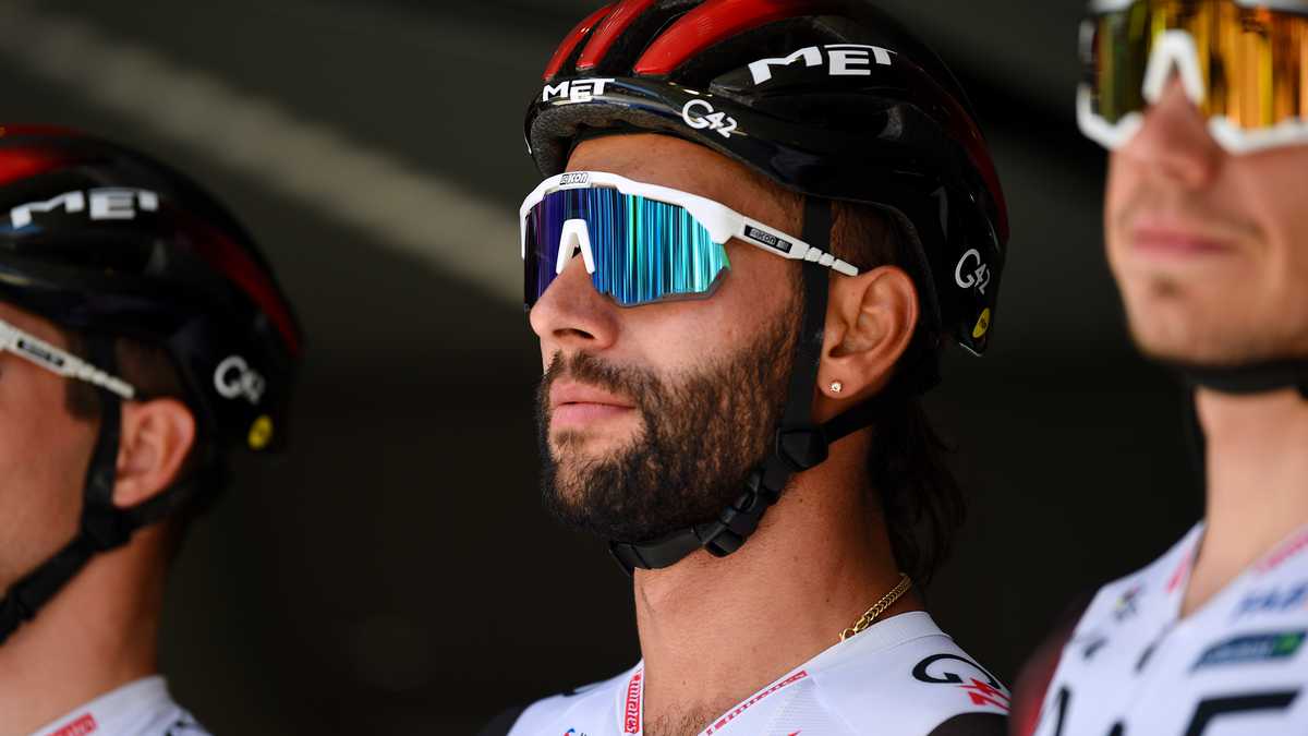OULENS-SOUS-ECHALLENS, SWITZERLAND - APRIL 28: Fernando Gaviria Rendon of Colombia and UAE Team Emirates during the team presentation prior to the 75th Tour De Romandie 2022, Stage 2 a 168,2km stage from Échallens  to Échallens / #TDR2022 / on April 28, 2022 in Oulens-sous-Echallens, Switzerland. (Photo by Dario Belingheri/Getty Images)
