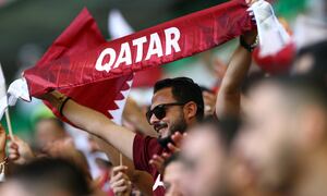 Soccer Football - FIFA World Cup Qatar 2022 - Group A - Qatar v Senegal - Al Thumama Stadium, Doha, Qatar - November 25, 2022 A Qatar fan inside the stadium before the match REUTERS/Bernadett Szabo