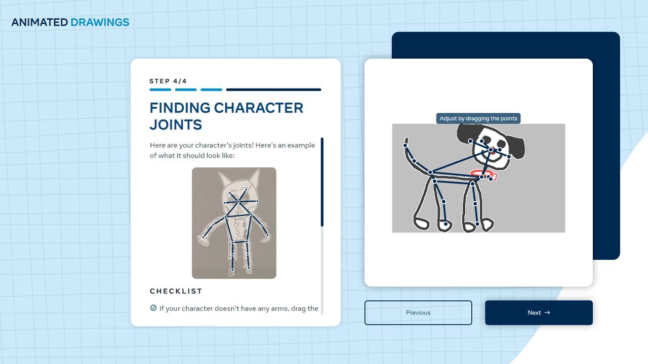 La herramienta permite definir los puntos de articulación de una animación.