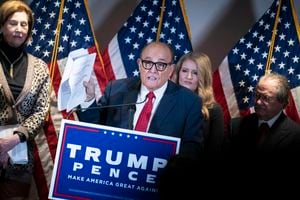 Rudy Giuliani en manifestación pro Trump (Foto deSarah Silbiger para The Washington Post via Getty Images)
