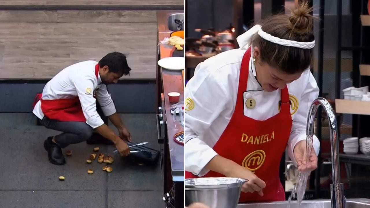 El incidente de Daniela Tapia que hizo caer al piso los alimentos que estaban preparando.