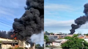 Voraz incendio en Apartadó, Antioquia, este 3 de junio.