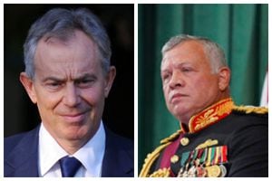 Tony Blair y el rey de Jordania Abdalá II
