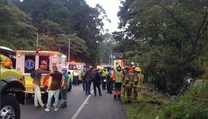 Volcamiento de un vehículo tipo chiva que transportaba 43 personas, en Las Palmas - Asomadera el 5 de diciembre en Medellín