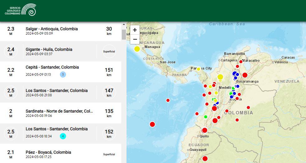 Las regiones de Santander y el Pacífico con las zonas con mayor probabilidad de presentar actividad sísmica en Colombia.