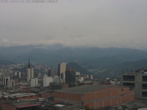 Volcán Nevado del Ruiz desde el Servicio Geológico Colombiano en Manizales