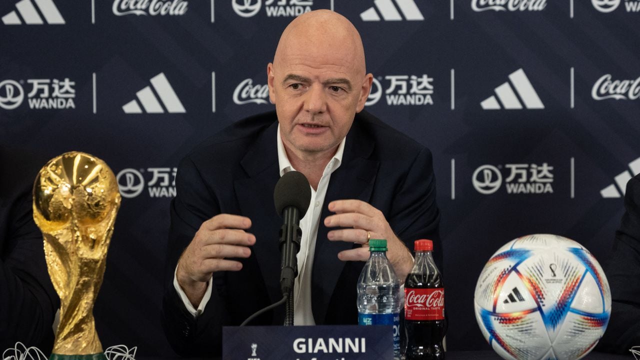 FIFA President Gianni Infantino speaks during a press conference in New York on June 16, 2022. Mexico City's iconic Azteca Stadium and the Los Angeles Rams' multi-billion-dollar SoFi Stadium were among 16 venues named on June 16 to stage games at the 2026 World Cup being held in the United States, Canada and Mexico.
AFP/Yuki IWAMURA