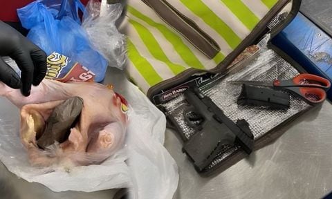 Estados Unidos: mujer intentó camuflar un arma dentro de una gallina muerta que transportaba en su equipaje.