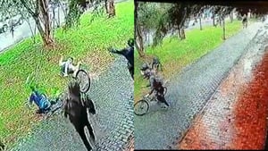 Ladrones roban a ciclista en el norte de Bogotá. Foto: Captura Twitter @elpatrullero_