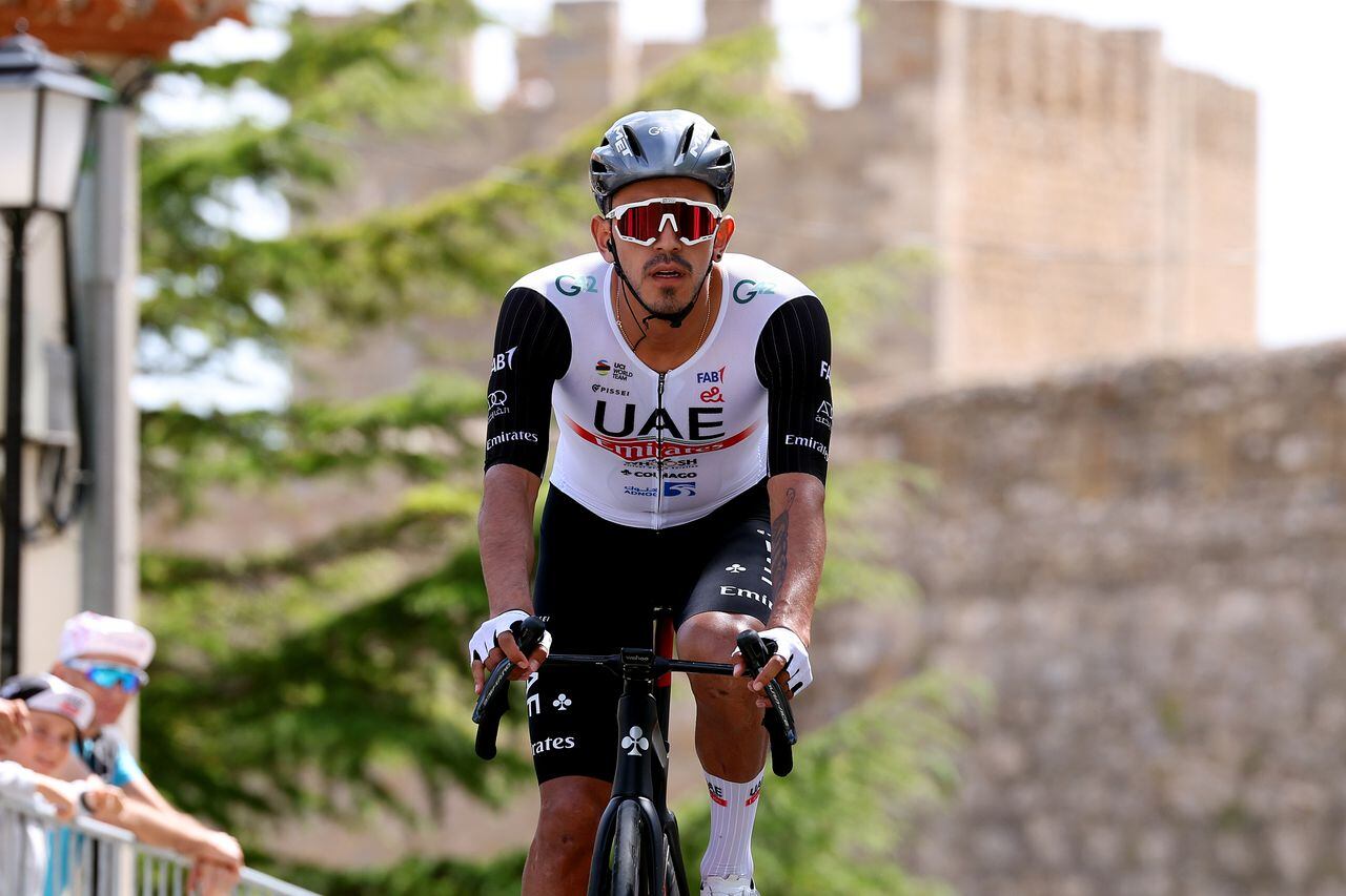 MORELLA, SPAIN - AUGUST 30: Juan Sebastian Molano Benavides of Colombia and UAE Team Emirates prior to the 78th Tour of Spain 2023, Stage 5 a 184.6km stage from Morella to Burriana / #UCIWT / on August 30, 2023 in Morella, Spain. (Photo by Alexander Hassenstein/Getty Images)