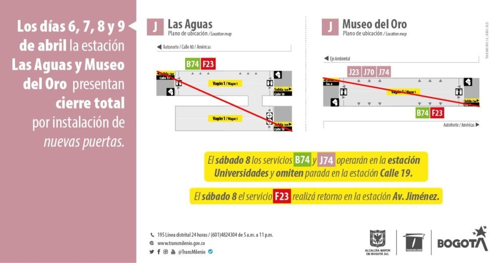 TransMilenio informó cómo operarán los servicios que paran en estas estaciones que estarán cerradas.