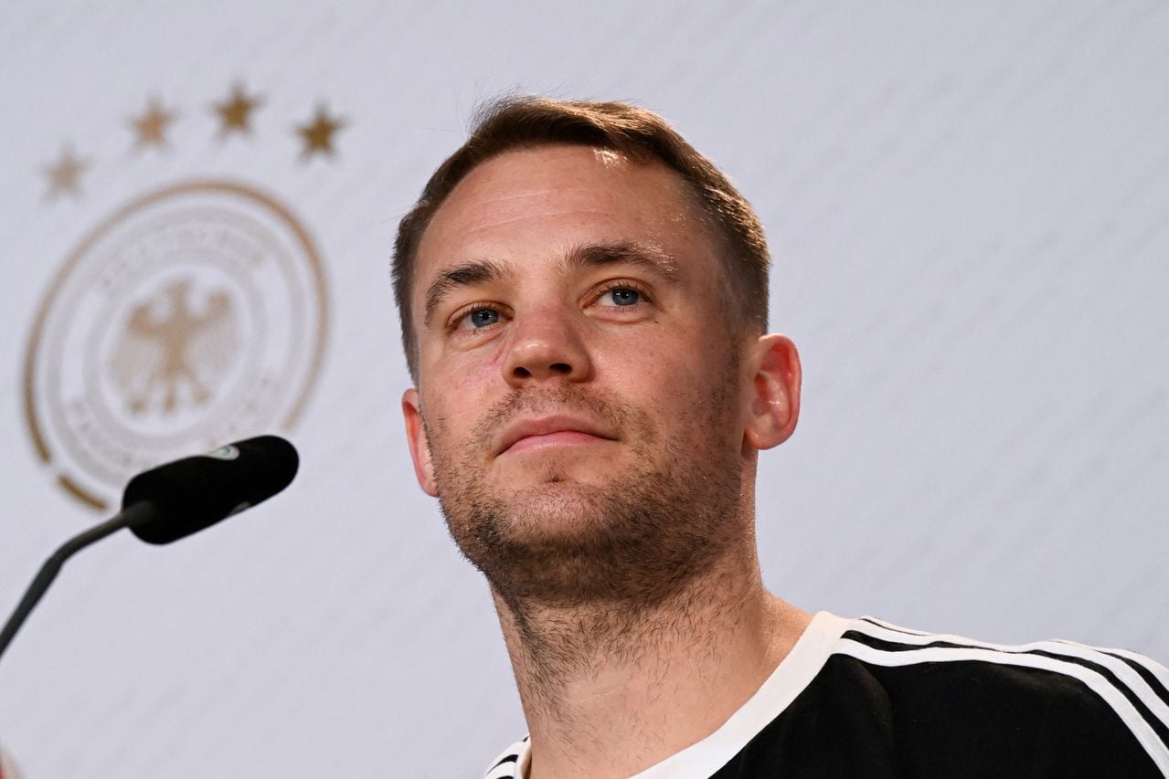 Germany's goalkeeper Manuel Neuer attends a press conference at Al Shamal Stadium in Al Shamal, north of Doha, on November 19, 2022, ahead of the Qatar 2022 World Cup football tournament. (Photo by Ina FASSBENDER / AFP)